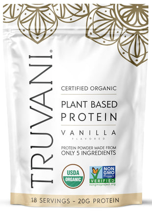 Truvani Vegan Pea Protein Powder | Vanilla | 20g Organic Plant Based Protein | 18 Servings | Keto | Gluten & Dairy Free | Low Carb | No Added Sugar