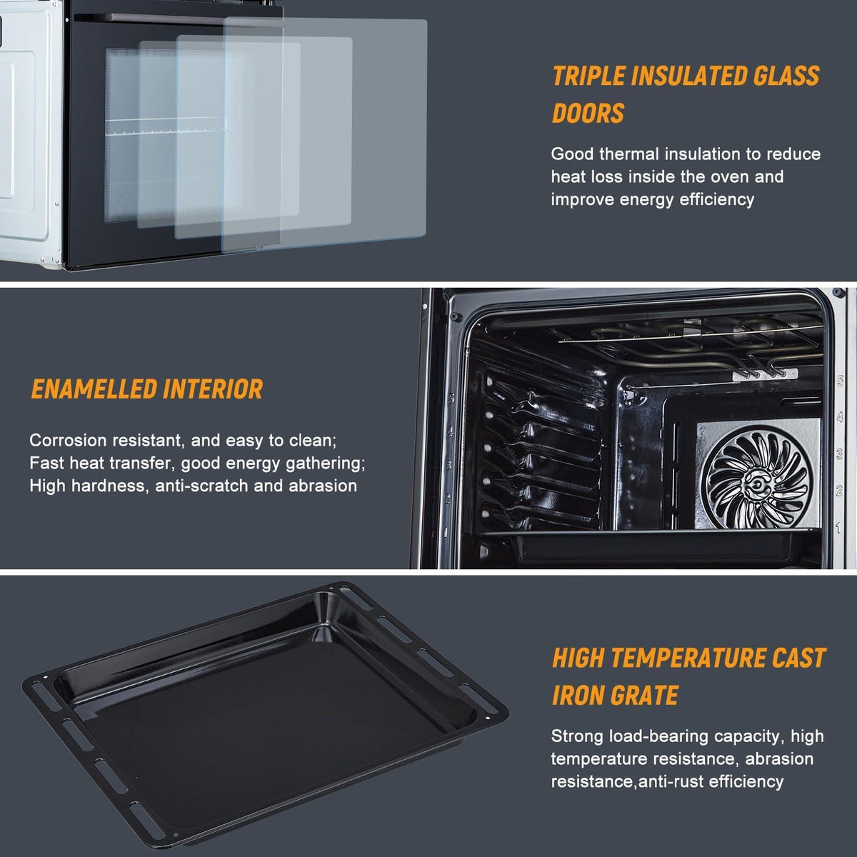 24 Inch Electric Single Wall Oven, 2.5 Cu.ft Built-in Convection System with 8 Cooking Functions in Stainless Steel, Touch Control