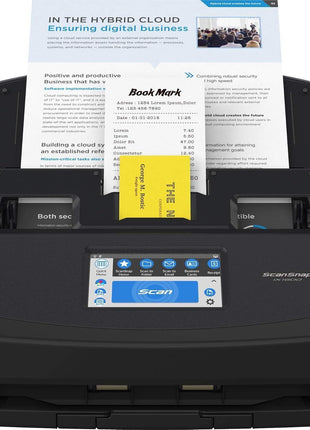 Fujitsu ScanSnap iX1600 Wireless Document, Photo & Receipt Scanner, Large Touchscreen, Cloud Enabled, Auto Color/Grayscale/Monochrome Detection, Fast Scans Up to 40 PPM, Black, (Renewed)