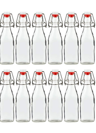 Encheng 8oz Glass Bottles With With Air Tight Lids,Beer Bottles For Home Brewing 250ml,Kombucha Bottles For Beverages,Kefir,Food Storage,Leak Proof,Dishware Safe 16 Pack