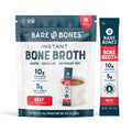 Bare Bones Beef Bone Broth Instant Powdered Mix | Rich Savory Packets on-the-Go No Artificial Flavors | Keto & Paleo Friendly | 10g Protein | 16 Pack