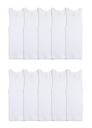 Fruit Of The Loom Boys Eversoft Cotton Undershirts, T Shirts & Tank Tops Underwear, Tank - Toddler - 10 Pack - White, 4-5T US