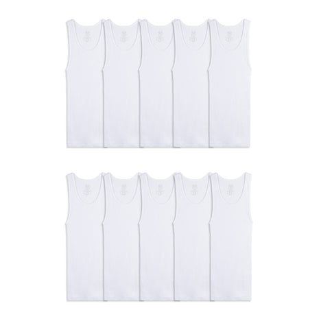 Fruit Of The Loom Boys Eversoft Cotton Undershirts, T Shirts & Tank Tops Underwear, Tank - Toddler - 10 Pack - White, 4-5T US