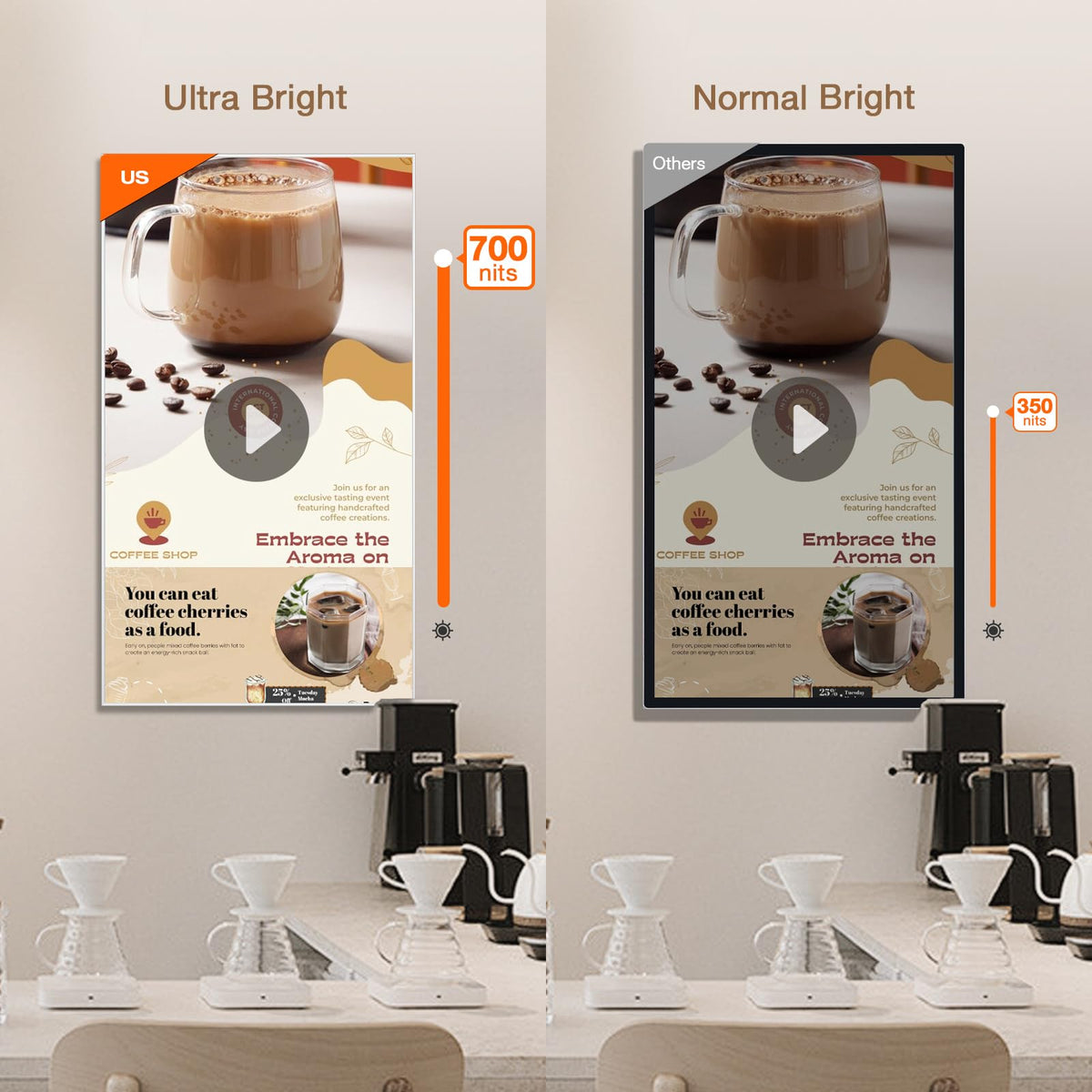 Canlarriz 40 Inch 4k UHD 700nits Wall Mount Digital Signage Slim Fit Frameless Commercial Display LCD Monitor Advertising Screen 4-64GB Android 11.0 with HDMI in