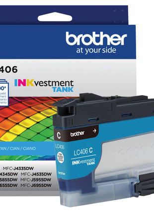 Brother Genuine LC406C Standard Yield Cyan INKvestment Tank Ink Cartridge