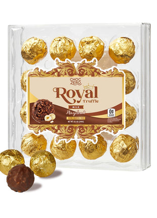 ChocZero Milk Chocolate Hazelnut Truffles, Zero Added Sugar, Gluten Free, Keto Holiday Gift, High Fiber, 16 Individually Wrapped Pieces, 8.5 Ounce (Pack of 1)