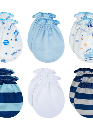 RATIVE Newborn Baby Cotton Gloves Sleep Sleeping No Scratch Mitten Mittens Mitts Set for 0-3 0-6 Months Boy Boys Girl Girls (6 Pairs/MB-67)
