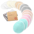 Organic Nursing Pads - 14 Washable Viscose Derived from Bamboo Breastfeeding Pads, Wash Bag, Reusable Breast Pads for Breastfeeding, Nipple Pads for Breastfeeding Essentials(Pastel Touch, L 4.8 inch)