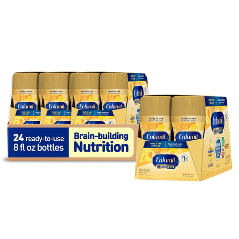 Enfamil NeuroPro Ready to Feed Baby Formula, Brain Building Duo DHA & MFGM, Exclusive Immune Supporting HuMO6 Blend, Enfamil Ready to Feed Infant Formula, 8 fl oz, 6 count, Total 24 bottles