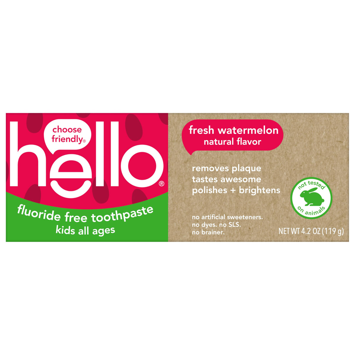 hello Fresh Watermelon Fluoride Free Kids Toothpaste, 4.2 Oz Tube