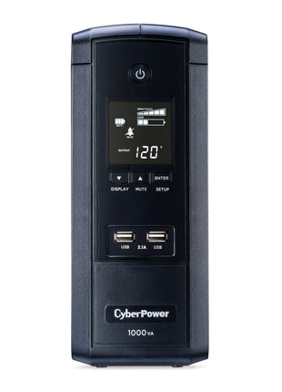 CyberPower BRG1000AVRLCD Intelligent LCD UPS System, 1000VA/600W, 10 Outlets, AVR, Mini-Tower, 5-Year Warranty