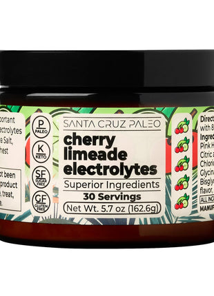 Santa Cruz Paleo Electrolyte Powder, Cherry Limeade, Sugar Free Hydration Drink Mix with Himalayan Pink Salt, Sea Salt, Magnesium Glycinate, Potassium Chloride, Sweetened with Stevia, 30 Servings