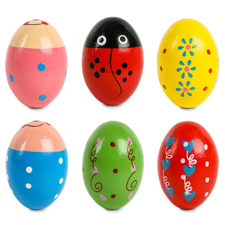 6 PCS Egg Shakers, Wooden, Multicolor | Hand Percussion instruments, Baby Party Favors, Music Toys for Kids, Birthday Gifts