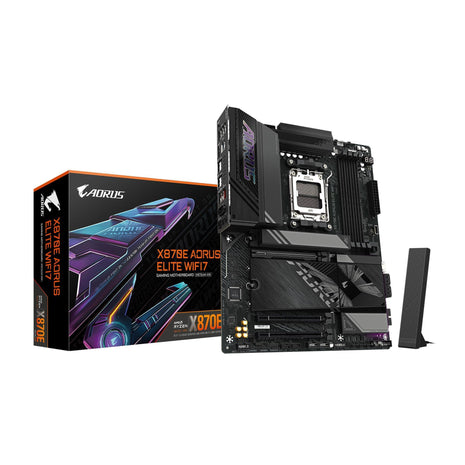 GIGABYTE X870E AORUS Elite WiFi 7 AMD AM5 LGA 1718 Motherboard, ATX, DDR5, 4X M.2, PCIe 5.0, USB4, 2.5GbE LAN, EZ-Latch