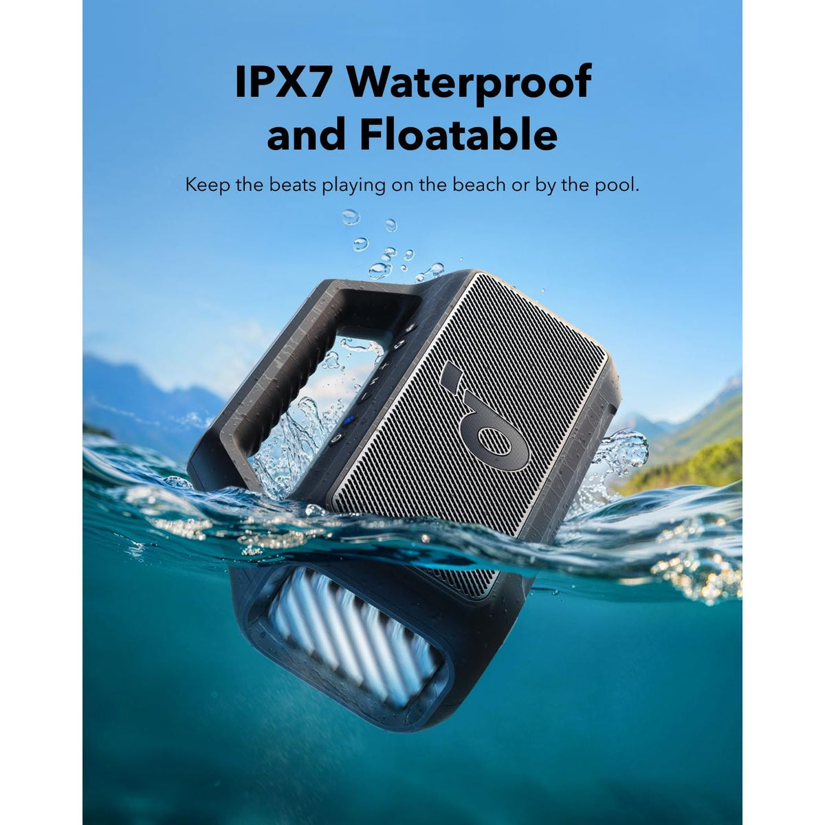 soundcore Boom 2 By Anker, Outdoor Speaker, 80W, Subwoofer, BassUp 2.0, 24H Playtime, IPX7 Waterproof, Floatable, RGB Lights, USB-C, Custom EQ, Bluetooth 5.3, Portable for Camping, Beach, and Backyard