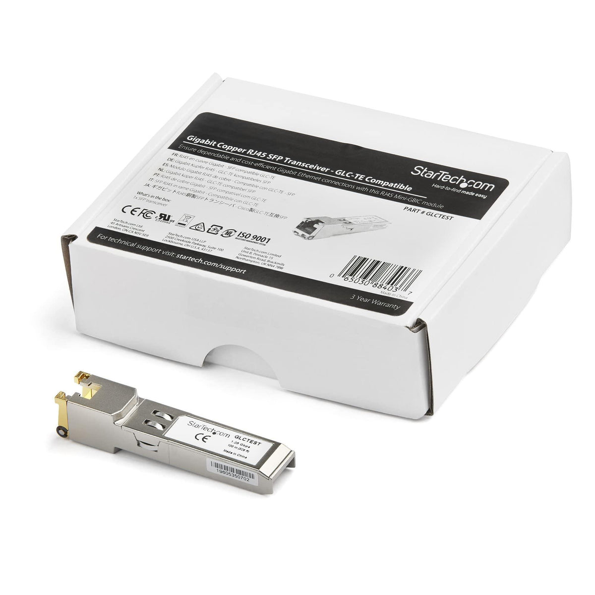StarTech.com Cisco GLC-TE Compatible Module - 1000BASE-T Copper Industrial Gigabit Ethernet Transceiver - SFP to RJ45 Cat6/Cat5e 100m Extended Temp - Cisco Firepower, IE 2000, C9500, C2960 (GLCTEST)