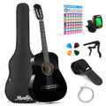 Moukey 38 inch Acoustic Guitar for Beginners Kids Youth Adult Dreadnought Guitarra Acustica Kit with Chord Poster, Gig Bag, Tuner, Picks, Nylon Strings, Capo, Strap - Black