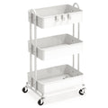 Simple Houseware 3-Tier Heavy Duty Metal Utility Rolling Cart, White