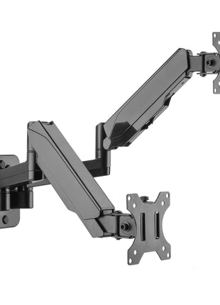 SIIG Dual Arm Monitor Wall Mount for 17 inch to 32 inch Screens, Up to 17.6lbs per Monitor, Heavy Duty Aluminum Gas Spring with Rotation, Tilt, Swivel, VESA 75x75 or 100x100 (CE-MT2M12-S1)