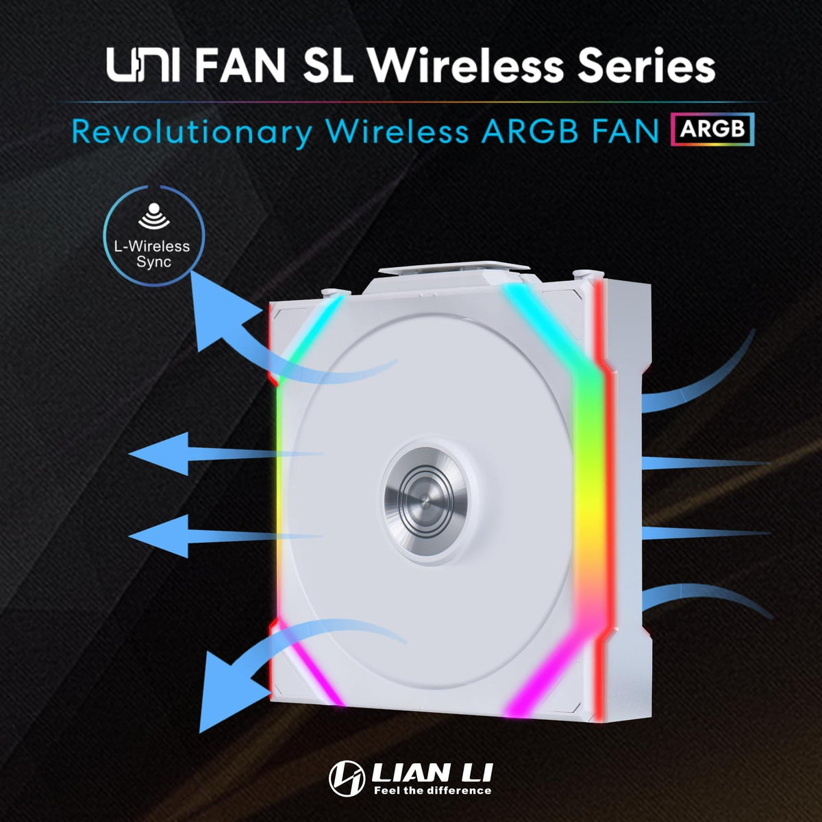 Lian Li UNI Fan SL Wireless (Reverse Blade) 120mm ARGB Fan - Single Pack - 2.4 GHz Wireless Signal for RGB & Fan Control - Daisy-Chain Design - Controller NOT Included & Required - White (12RSL1W1W)
