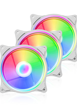 Pano-Mounts 12025ARGBWHI 120 mm 5V 800-1600 RPM ARGB 4 Pin PWM PC Computer CPU Case Cooler Fan - White - Pack of 3