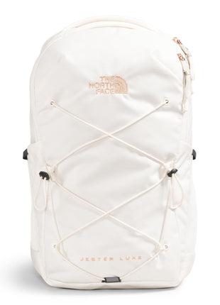 The North Face Women's Jester Luxe Laptop Backpack, Gardenia White | 28L capacity, padded 16 in computer sleeve, FlexVent suspension system, water bottle pockets, stands unsupported