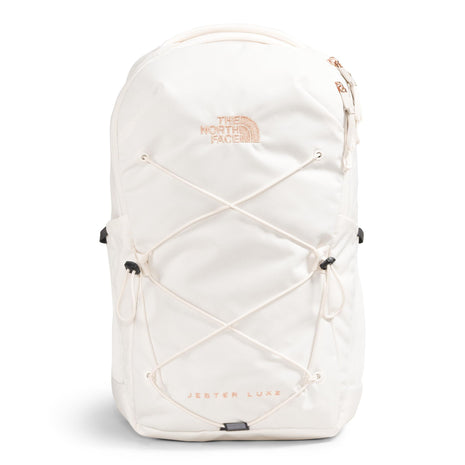 The North Face Women's Jester Luxe Laptop Backpack, Gardenia White | 28L capacity, padded 16 in computer sleeve, FlexVent suspension system, water bottle pockets, stands unsupported