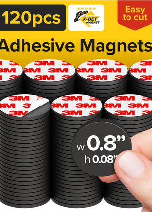 X-bet MAGNET Round Flexible Magnets with Adhesive Backing - (120pcs 0.8 inchx0.08 inch) Magnetic Dots for Whiteboard, Fridge - Stickers for Planning and Organization - Teacher Must Have - Teacher Supplies