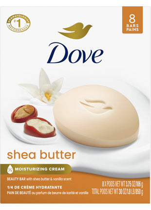 Dove Beauty Bar Soap Shea Butter, 8 Count