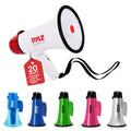 Pyle 20W Megaphone Bullhorn - 5.4'' x 8.6'' Portable Megaphone, Projection Range 1000 Sq. Yards, Voice Talking & Siren Alert, Shoulder Strap, Battery Operated, (White)