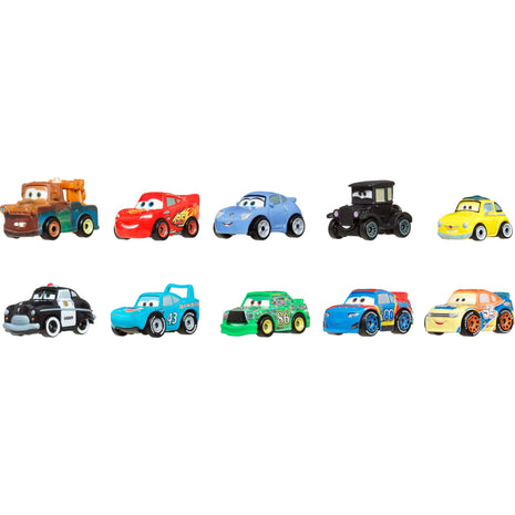 Mattel Disney and Pixar Cars Toy Vehicles 10-Pack, Set of 10 Mini Racers of Favorite Characters from the First Cars Movie (Styles May Vary)