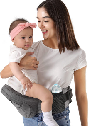 HKAI Baby Hip Carrier,Baby Carrier with Adjustable Waistband & Breathable Mesh, Ergonomic Carrier with Non-Slip Hip Seat Surface for Newborns & Toddlers (Grey)