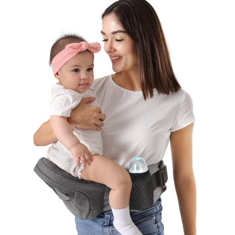 HKAI Baby Hip Carrier,Baby Carrier with Adjustable Waistband & Breathable Mesh, Ergonomic Carrier with Non-Slip Hip Seat Surface for Newborns & Toddlers (Grey)