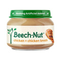 Beech-Nut Meat Baby Food Jars, Chicken & Chicken Broth Puree, 7g Protein, Stage 1 Baby Food for Babies 4 Months and Up, 2.5oz Glass Jars, 10ct