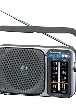 Panasonic Portable AM / FM Radio, Battery Operated Analog Radio, AC Powered, Silver (RF-2400D)
