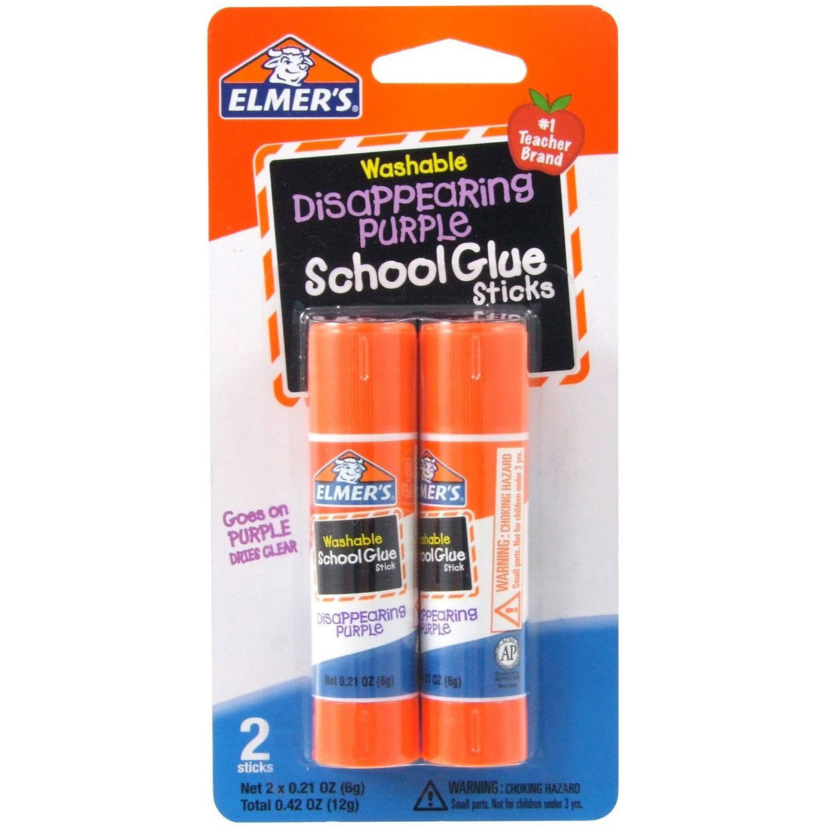 Elmer's bundle Washable Liquid School Glue, White, Dries Clear, 4 fl oz Plus Disappearing Purple Elmer's School Glue Stick, 7g, 2pk