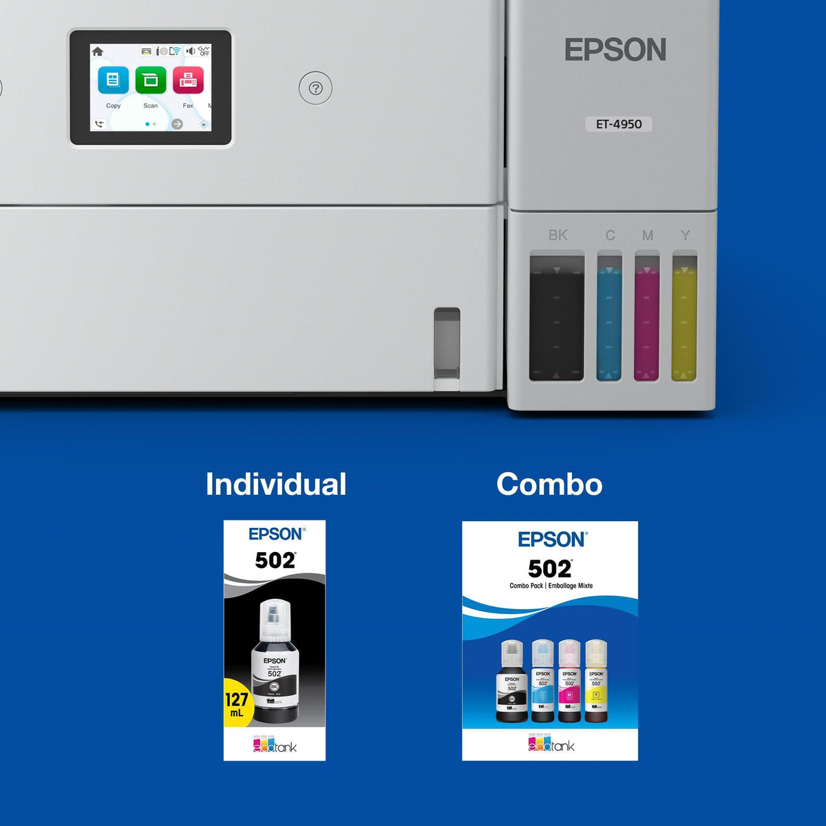 EPSON 502 EcoTank Ink Ultra-high Capacity Bottle Yellow Works with ET-2750, ET-2760, ET-2850, ET-3750, ET-3760, ET-3850, ET-4850, and other select EcoTank models