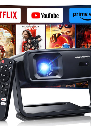 Projector with WiFi and Bluetooth, Support Decoding Projector 4K, 1200 ANSI 180° Rotatable with Native 1080P Mini Projector, Auto Keystone, Portable Smart Outdoor Home Movie Projectors