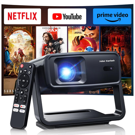 Projector with WiFi and Bluetooth, Support Decoding Projector 4K, 1200 ANSI 180° Rotatable with Native 1080P Mini Projector, Auto Keystone, Portable Smart Outdoor Home Movie Projectors