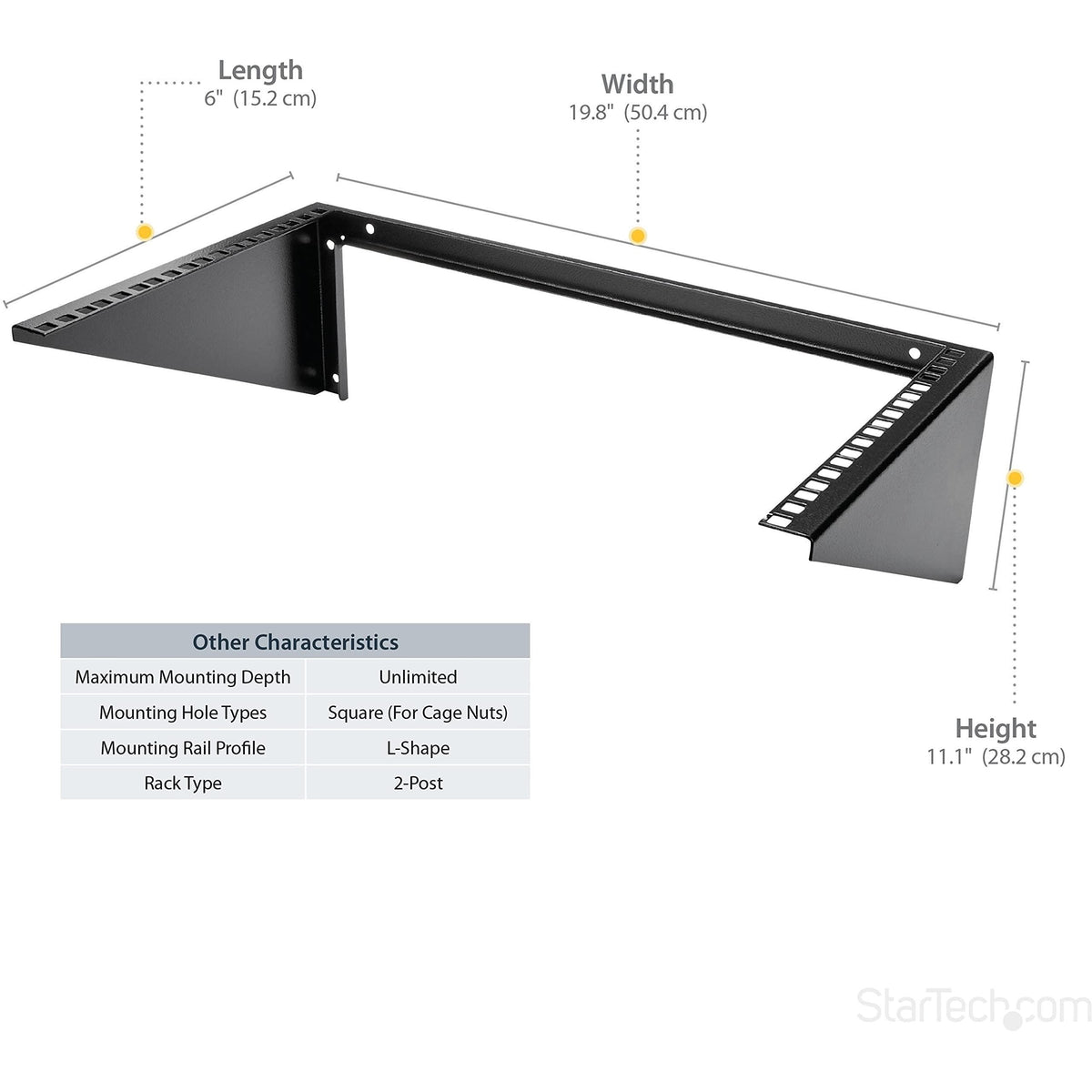 StarTech.com 6U Wall Mount Patch Panel Bracket – 19 in – Steel - Vertical Mounting Bracket for Networking and Data Equipment , TAA (RK619WALLV)