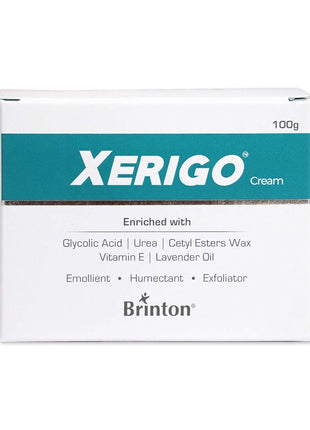 Brinton Xerigo Intense Skin Moisturizing Cream with Exfoliating Ingredients for Cracked Feet, Lavender, 100 g