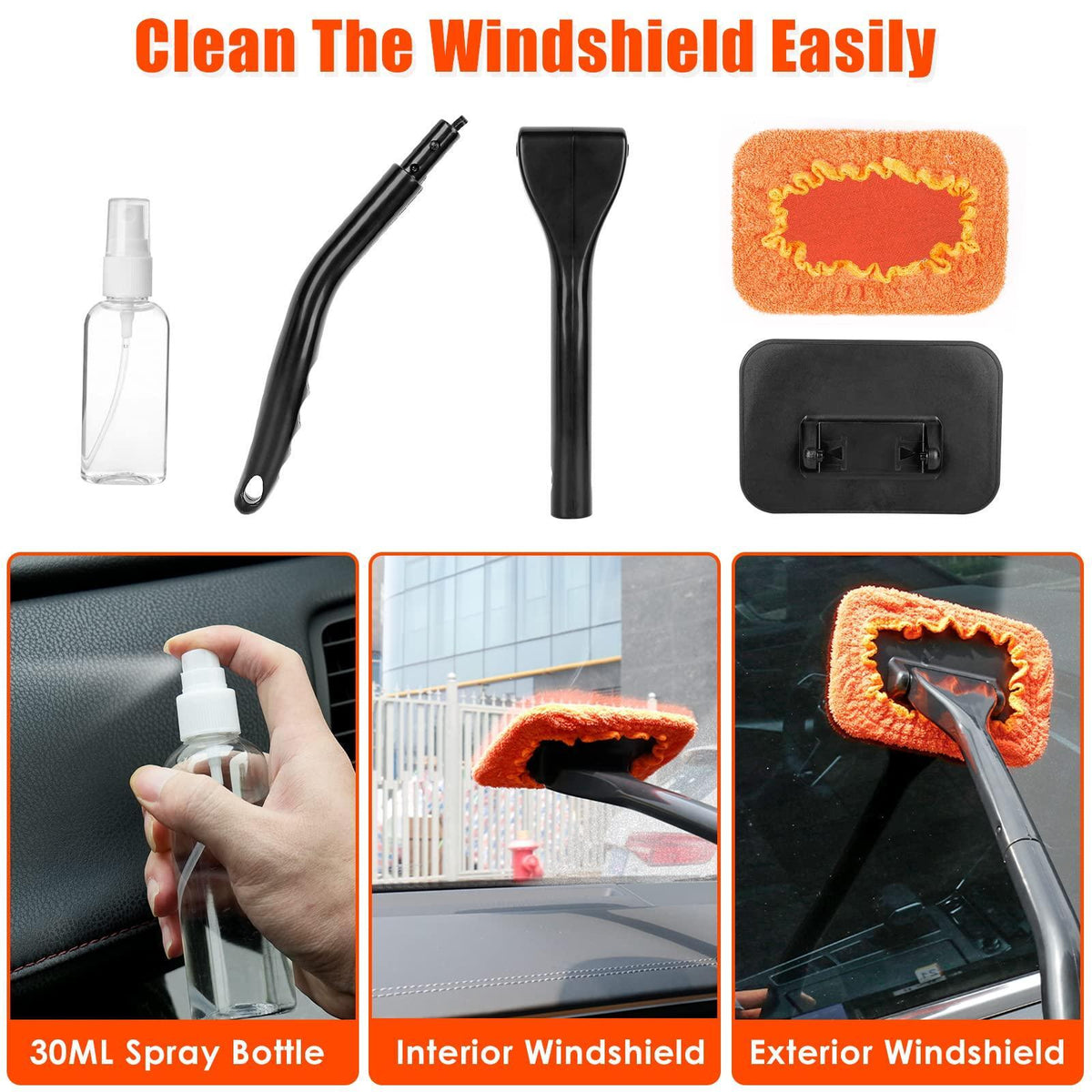 vioview Car Detailing Kit Interior Cleaner, 17Pcs Car Cleaning Supplies with High Power Portable Car Vacuum, Detailing Brush Set, Windshield Cleaner, Orange Car Accessories for Women Men Teens Kids