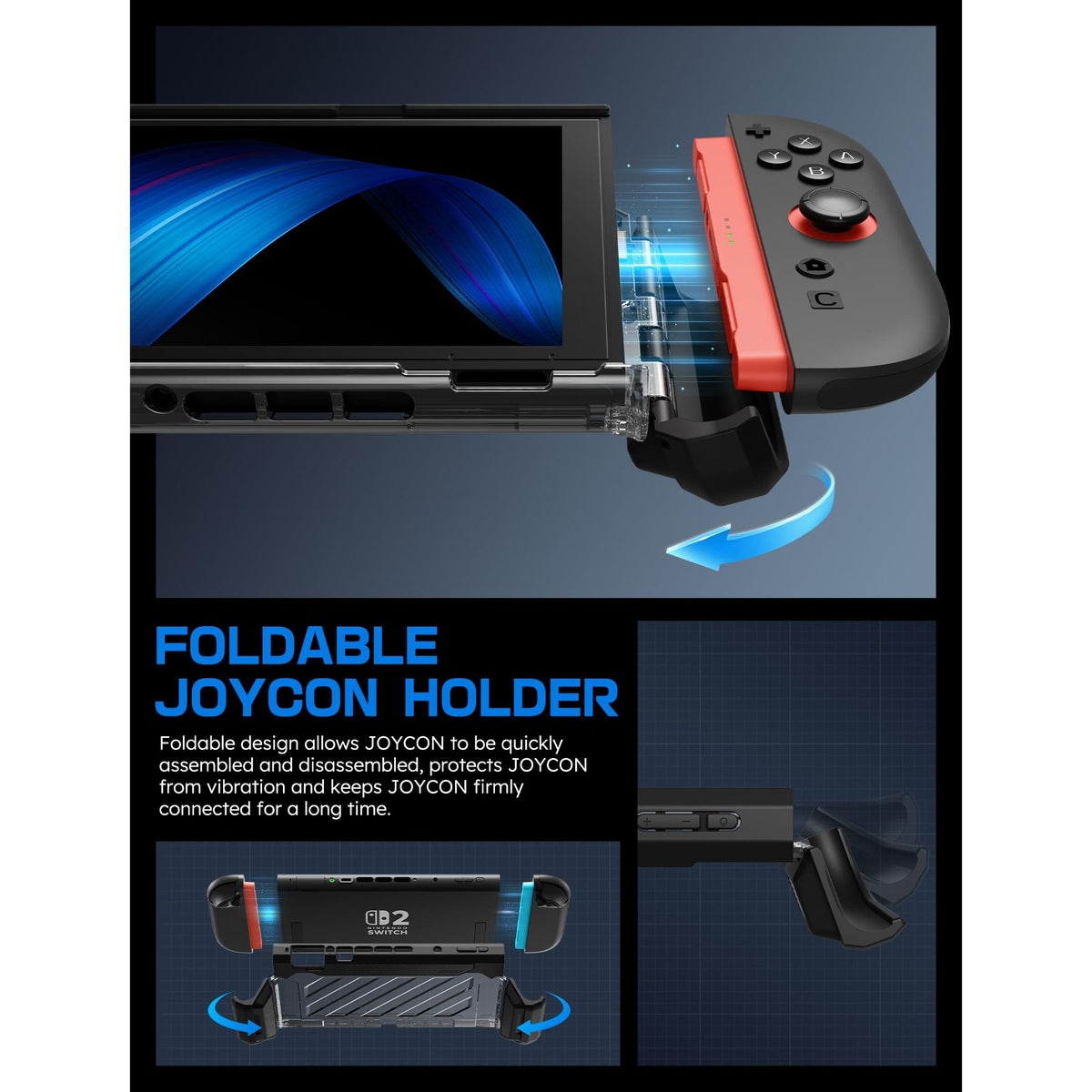 SUPCASE for Nintendo Switch 2 Case 2025 (Unicorn Beetle Pro), [Military-Grade Protection] [Magnetic Joy Con Controllers Friendly] Dockable Integrated Cover Accessories for Nintendo Switch 2, Black