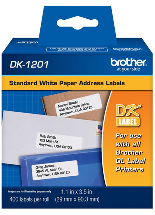 Brother Genuine DK1201 Die-Cut Standard Rolled Address Labels for QL Printers, (DK1201)