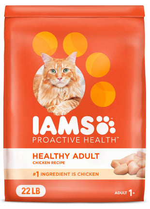 IAMS Proactive Health Dry Cat Food, Healthy Cat Food Dry Recipe for Adults, with Chicken 22 lb. Bag