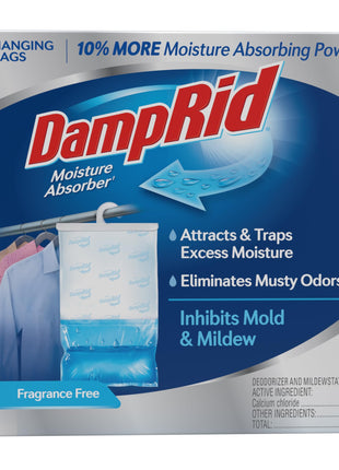DampRid Fragrance Free Hanging Moisture Absorber, 15.4 oz., 6 Pack   Eliminates Musty Odors for Fresher Air, Ideal Moisture Absorbers for Closet, 10% More Moisture Absorbing Power*