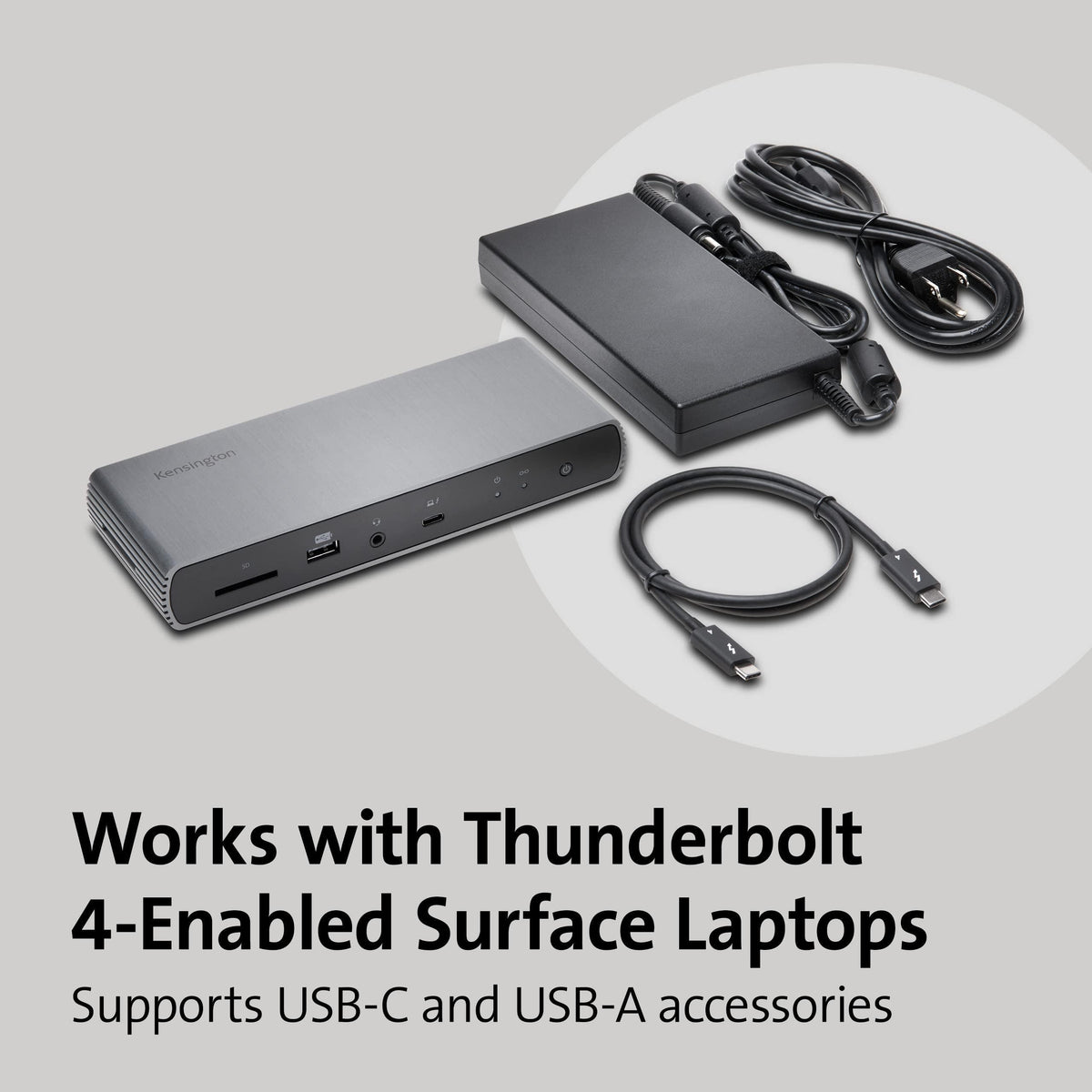 Kensington SD5750T Thunderbolt 4 Docking Station for Microsoft Surface Pro 10/9/8/7 & 13"and Surface Laptop Studio (K37899NA)