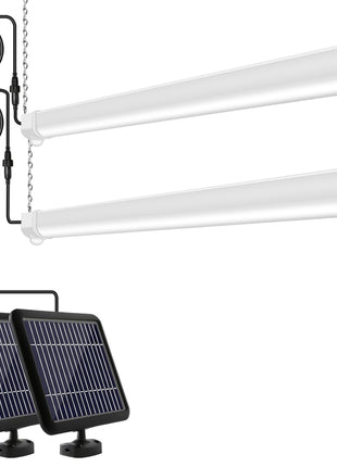 hykolity Solar Powered Shop Light with Motion Sensor, 3FT 17W (100-Watt Equivalent),Integrated LED IP65 Waterproof Outdoor Motion Sensor Shop Light for Garage, Barn, House - 2 Pack