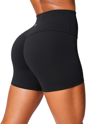 CRZ YOGA Secretsculpt Womens Butterlift High Waist Scrunch Butt Biker Shorts 4 Inches - No Front Seam Workout Gym Booty Black Medium