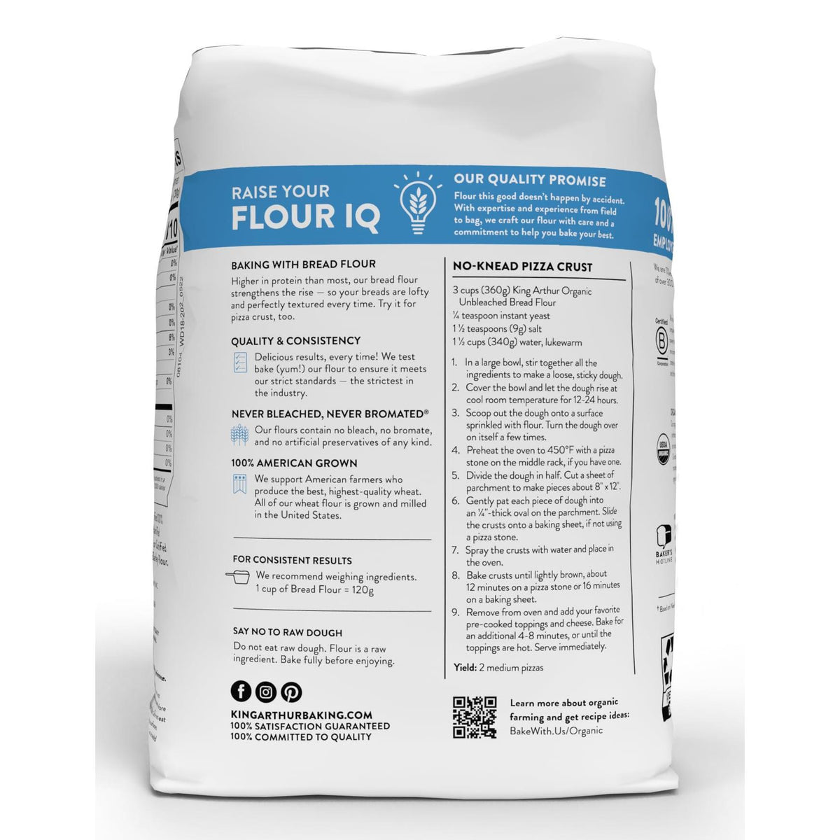 King Arthur Unbleached Organic Bread Flour - High Protein 12.7% for Lofty Yeasted Breads, Non-GMO, Kosher Certified - Premium Baking Flour for Artisan Loaves, Pizza Dough, and Sourdough (5 lbs)